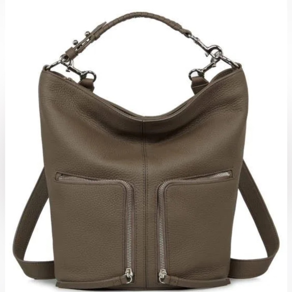Allsaints small fetch backpack in Mink Grey